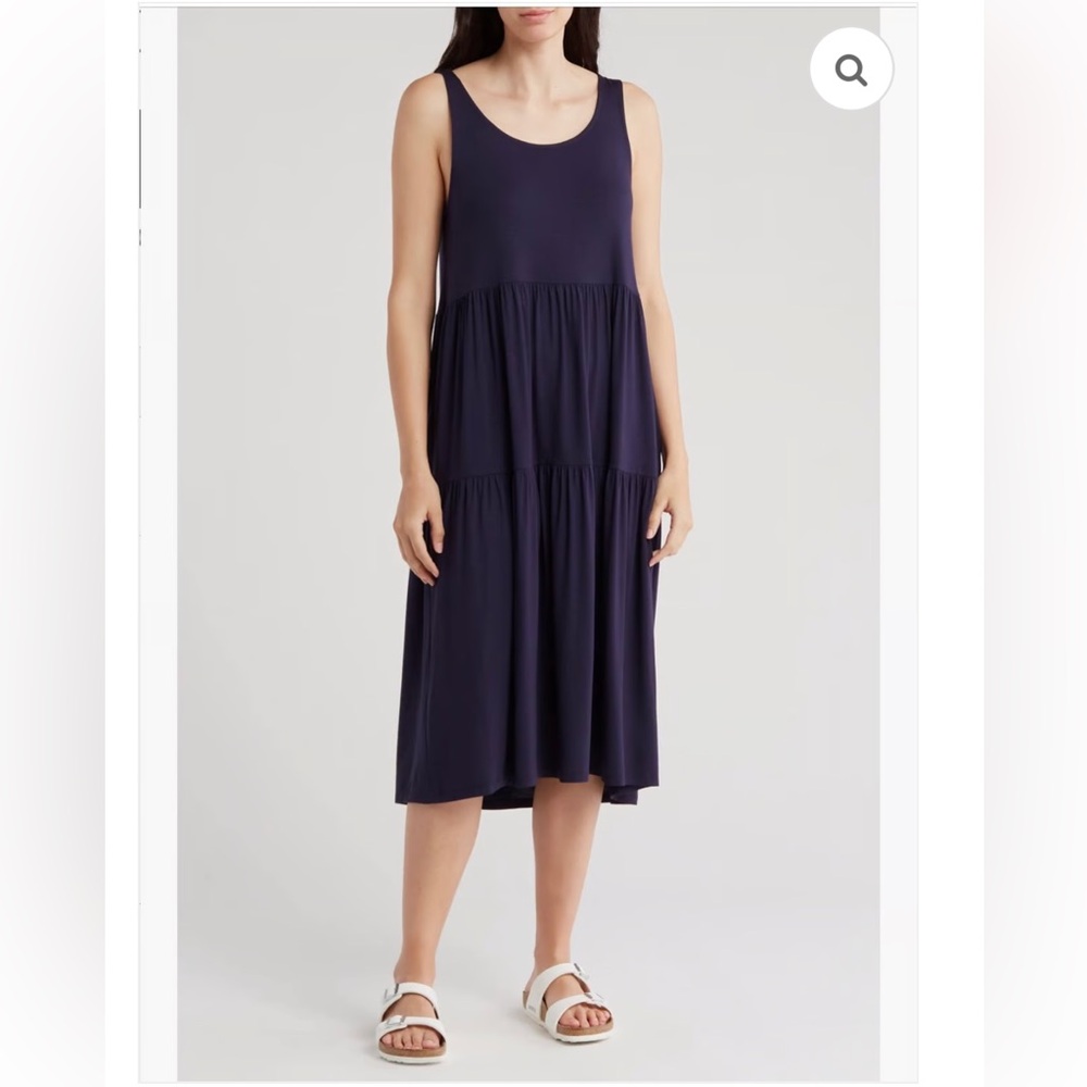 NWT eileen fisher women navy blue dress, size L
